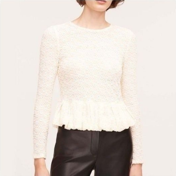NWT REBECCA TAYLOR | $225 Lace Peplum Top - Picture 1 of 8